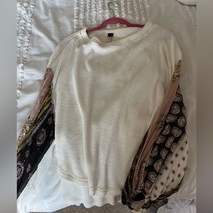Free people blossom thermal top with balloon paisley sleeves